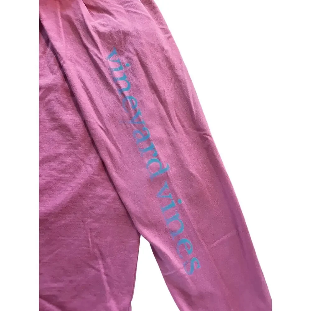 Vineyard Vines Pink Long Sleeve Whale Logo Pocket Graphic T-Shirt | Small